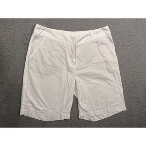 Garnet Hill Womens Shorts Solid White Size 8 Chino 8‎ in Inseam 100% Cotton
